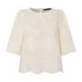 ZANZEA Elegant Style Womens Vintage Casual Cotton Crop Shirts Top Vacation Crew Neck Hollow Embroidery Blouses