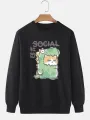 ChArmkpR Mens Cartoon Animal Graphic Crew Neck Daily Pullover Sweatshirts