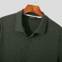 INCERUN Mens Solid Rib-Knit Short Sleeve Golf Shirt Comfy Fabric Lapel Top for Men