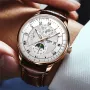 AIYISHI Men Business Luxury Quartz Watch Luminous Single Date Round Dial PU Leather Strap Watches Men's Sport Watch