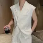 INCERUN Men Waistcoats Solid Color Sleeveless Vest Coat Fashion Design Button Mens Suits Party Casual Male Clothing Top