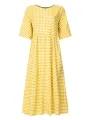 ZANZEA Plus Size Women Long Dress Casual Loose Plaid Print O-Neck Half Sleeve Beach Maxi Dress