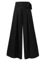 ZANZEA Women Solid Color Bowknot Pleated Loose Casual Wide Leg Pants