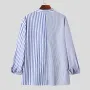 INCERUN Mens Shirt Striped Lapel Collar Long Sleeve Top Shirts Summer Daily Casual Male Clothing Fashion Design Shirts