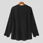 INCERUN Mens Shirts Solid Color Long Sleeve Top Shirts Summer Casual Daily V Neck Top Shirts Male Clothing