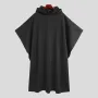 INCERUN Autumn Winter New Men's Loose Black Coats Stylish Irregular Hooded Cloak FashionLong Sleeve Trench Outwear Jackets S-5XL