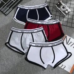 4PCS Men's Underwear Cotton Boxer Shorts Fashion Casual Boxer Shorts High Quality Sleep Panties Comfortable Breathable Underwear