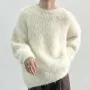 INCERUN Herr Enfärgad Tröja Avslappnad Bekväm Överdimensionerad Fuskpäls Långärmad Tröja Plusstorlek Rund Halsad Pullover för Herr Höst Vinter