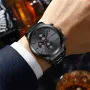 CRRJU Mens Chronograph Watch, Stainless Steel Strap Men Watch, Fashion Waterproof Black Wristwatch with a Box Male Ideal Choice for Gifts