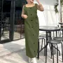 ZANZEA Solid Womens Square Neck Strappy Bib Dress Casual Loose Long Dresses