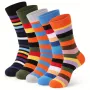 5 pares de calcetines de algodón a rayas para hombre, divertidos, con diseño de bloques de colores brillantes, con personalidad, de tubo medio largo, para monopatín, unisex