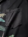 Camisas de manga corta con cuello de solapa y estampado de cocoteros para hombre