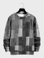 ChArmkpR Erkek Kazak Kapşonlular Renk Blok Patchwork Yuvarlak Yaka Bol Kazak Sweatshirtler