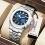CRRJU Men's Quartz Watch Stainless Steel Band Waterproof Luminous Square Dial Business Casual Fashion Date Wristwatch