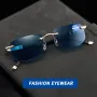 Gradual Blue Lens Frameless Reading Glasses Anti-blue Light UV Protection Comfortable Business Casual Sunglasses with Case