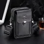 BULLCAPTAIN Men Casual Waist Bag Belt Purse Genuine Leather Multifunctional Shoulder Messbage Bag Mobile Phone Crossbody Bags Waist Pack