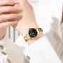 CURREN Luxury Brand Elegant Simple Rhinestone Quartz Watch Waterproof Stainless Steel Strap Gold Wristwatch