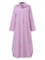 ZANZEA Women Plus Size Two Set Solid Button Lapel Long Sleeve Long Blouses and Pant Two Pieces Set