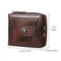 BULLCAPTAIN Genuine Leather Bifold Men Zipper Wallet RFID Blocking Mutil Card Holder Coin Purse Small Cash Clip