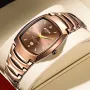 AIYISHI Luxury Men's Square Quartz Watch Steel Strap Casual Business Wristwatch Waterproof Luminous Date Design Comfortable Stylish