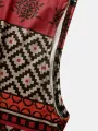 ChArmkpR Mens Tank Top Patchwork Ethnic Geometric Pattern Curved Hem Tanks