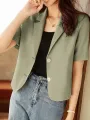 Solid Short Sleeve Lapel Casual Button Blazer