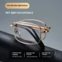 Anti Blue Light Multifocal Reading Glasses, Portable Foldable Presbyopic Glasses for Both Near Far Distances, Gold Frame Eyeglasses