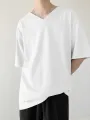 INCERUN Men's Loose Comfort Solid Color V-Neck Short Sleeve T-Shirt