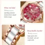 POEDAGAR Women's Luxury Rhinestones Swan Quartz Watch Waterproof Luminous Fashion Date Dial Analog Ceramic Band Wrist Watch