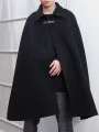 INCERUN Men Lapel Sleeveless Shawl Cape Black Mens Coat Cape Belt Buckle Middle Long Coat Jacket