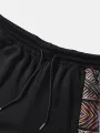 ChArmkpR Mens Pants Ethnic Pattern Patchwork Drawstring Waist Loose Sweatpants Casual Trousers
