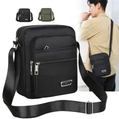 Men's Portable Business Casual Crossbody Bag Multi-compartment Lightweight Waterproof Nylon Shoulder Bag for Travel Daily Use