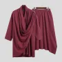 INCERUN Men Two Pieces Set Chinese Style Cotton Linen Long Sleeve Long Pants Men's Casual Vintage Stacked Collar Crotch Pants Set Plus Size