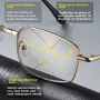 Anti Blue Light Multifocal Reading Glasses, Portable Foldable Presbyopic Glasses for Both Near Far Distances, Gold Frame Eyeglasses