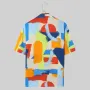 INCERUN Men Shirt Stylish Color Block Print Short Sleeve Shirt Summer Fashion Daily Cool Lapel Top Shirts Male Clothing