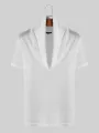 INCERUN Mens Fashion Hollow Mesh Stacked Collar See-through T-Shirts