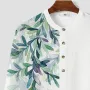 ChArmkpR Mens Plant Leaf Print Texture Long Sleeve Henley Shirts
