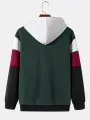 ChArmkpR Mens Smile Print Color Block Patchwork Kangaroo Pocket Hoodies Winter