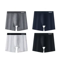 4pcs Cotton Long Style Men's Underwear Anti-wear Legs Comfortable Sports Boxer Briefs Set Anti-roll Hem Mid-waist Boxer Shorts Underwear Set