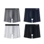 Conjunto de 4 calzoncillos bóxer largos de algodón para hombre, cómodos y antidesgaste, con dobladillo antivuelco y cintura media.