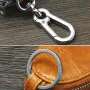 Ekphero Men Genuine Leather Mini Car Key Case Minimalist Zipper Key Holder Storage Bag for Men Double Layer Key Slot Bag with Key Chain