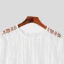 INCERUN Erkek Tişörtleri Mesh Hollow Out Uzun Kollu Tişörtler Moda Düz Renk Yuvarlak Yaka Yazlık Tişört Erkek Üstleri Günlük