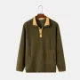 ChArmkpR Mens Contrast Patchwork Stand Collar Fleece Casual Pullover Sweatshirts