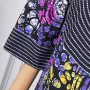 VONDA Womens Elegant Half Sleeve Noble Crew Neck Printed Maxi Dresses (Plus Size)