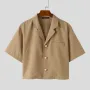 INCERUN Mens Blazer Stylish and Lightweight Korean-style Suit for Fashion-Forward Males Solid Color Short Sleeve Suit Coat