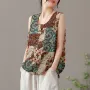 ZANZEA Womens Vintage Sleeveless Tops Bohemian Printed Round Neck Camisoles S-5XL
