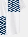 ChArmkpR Mens Striped Shirt Patchwork Stand Collar Casual Short Sleeve Casual Shirts