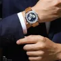 POEDAGAR Men's Luminous Waterproof Quartz Watch Fashion Comfortable Leather Multi-function Business Casual Wristwatch