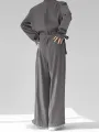 Mens Solid Lapel Button Front Belted Blazer Jumpsuit
