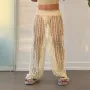 INCERUN Men Pants Fashion Loose Fit Mesh Hollow Out Beach Trousers Summer Comfy Beige Pants